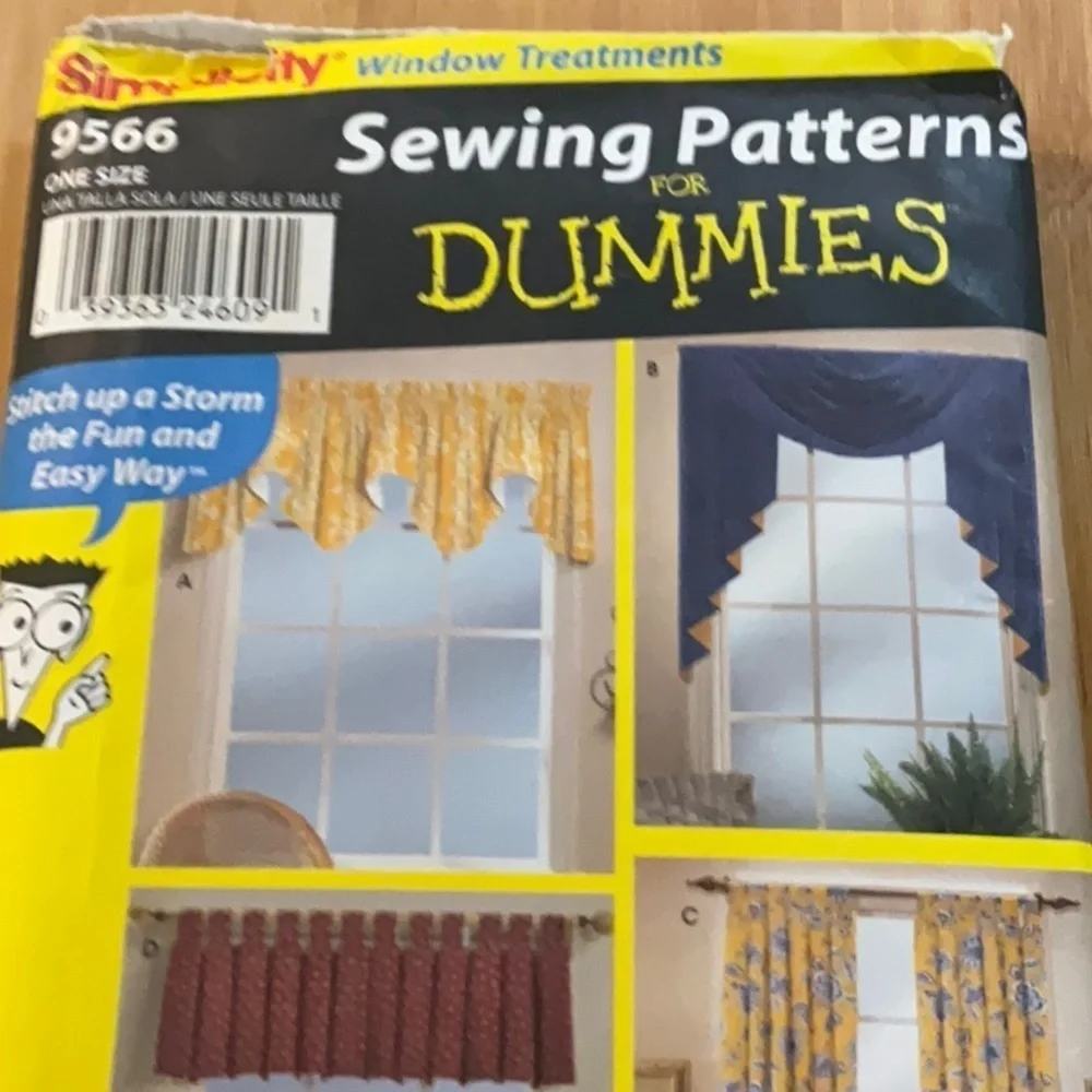 Vtg. Simplicity #9566 Window Treatments Sewing Patterns for Dummies One Size